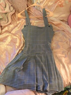 Rue21 Black and White Checked Mini Pinafore Dress